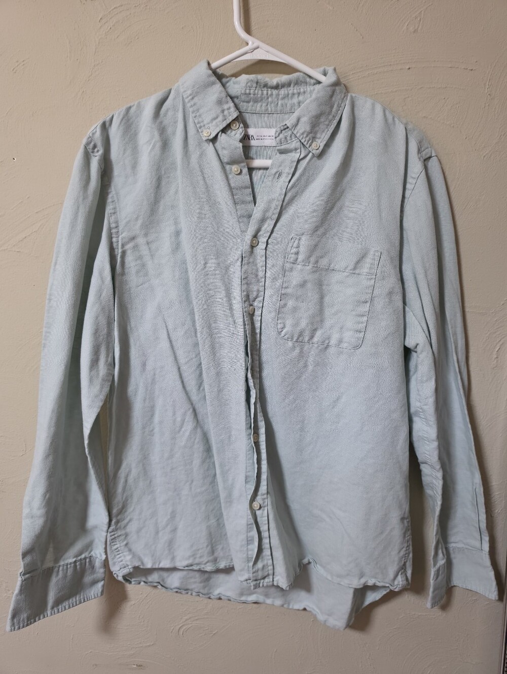 Zara Regular Fit Linen-Cotton Blend Button-Down Shirt